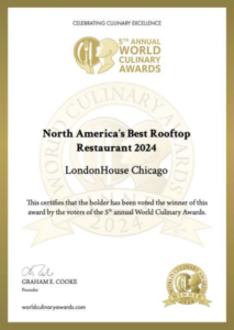 ‘2024 North America’s Best Rooftop Restaurant’ by the World Culinary Awards